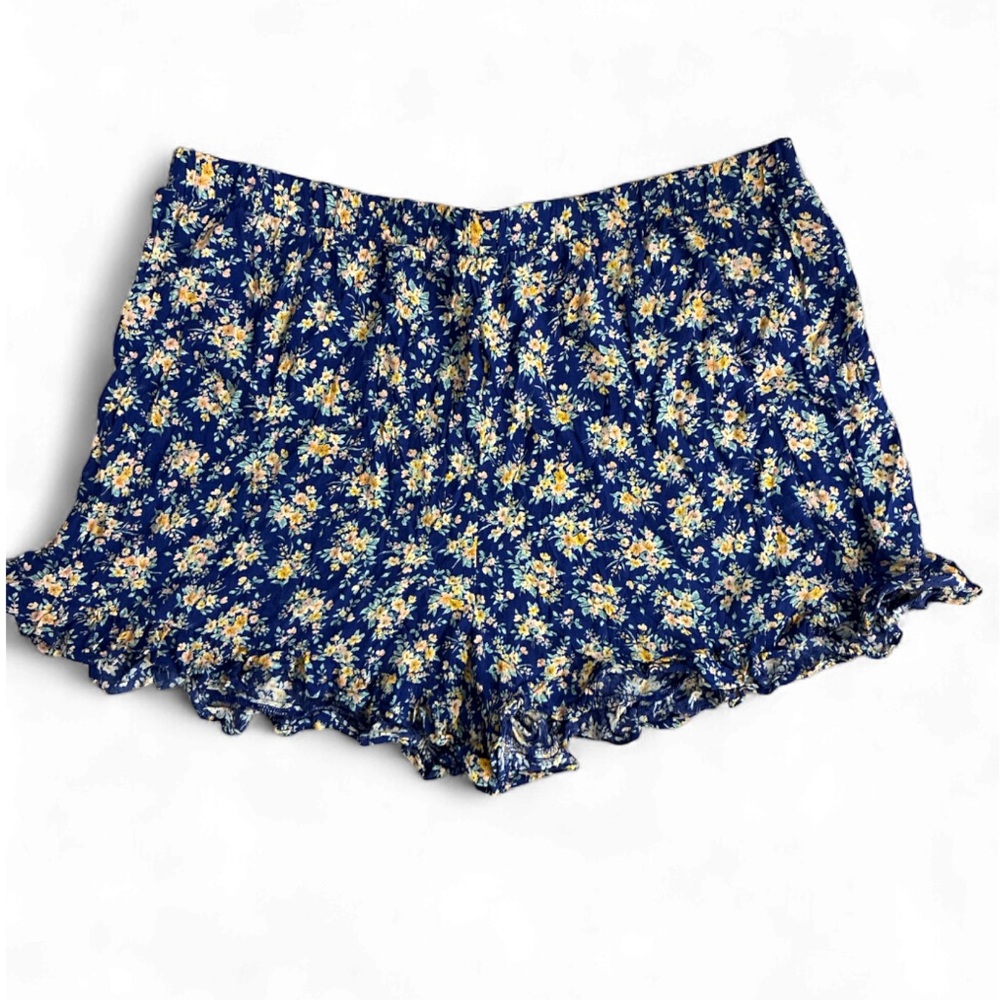American Eagle Outfitters Blue and Yellow High Waist Floral Shorts 2XL XXL - Picture 1 of 4